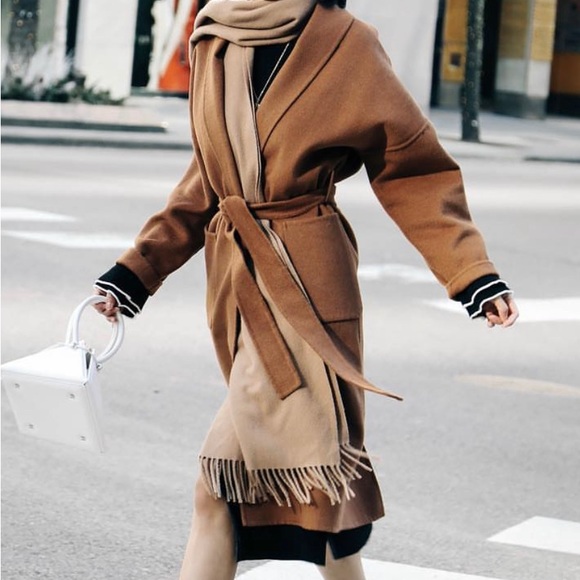 Quaint Official Wool and Cashmere Long Wrap Coat in Ash Brown Chocolate Sz. 34 - Picture 1 of 6